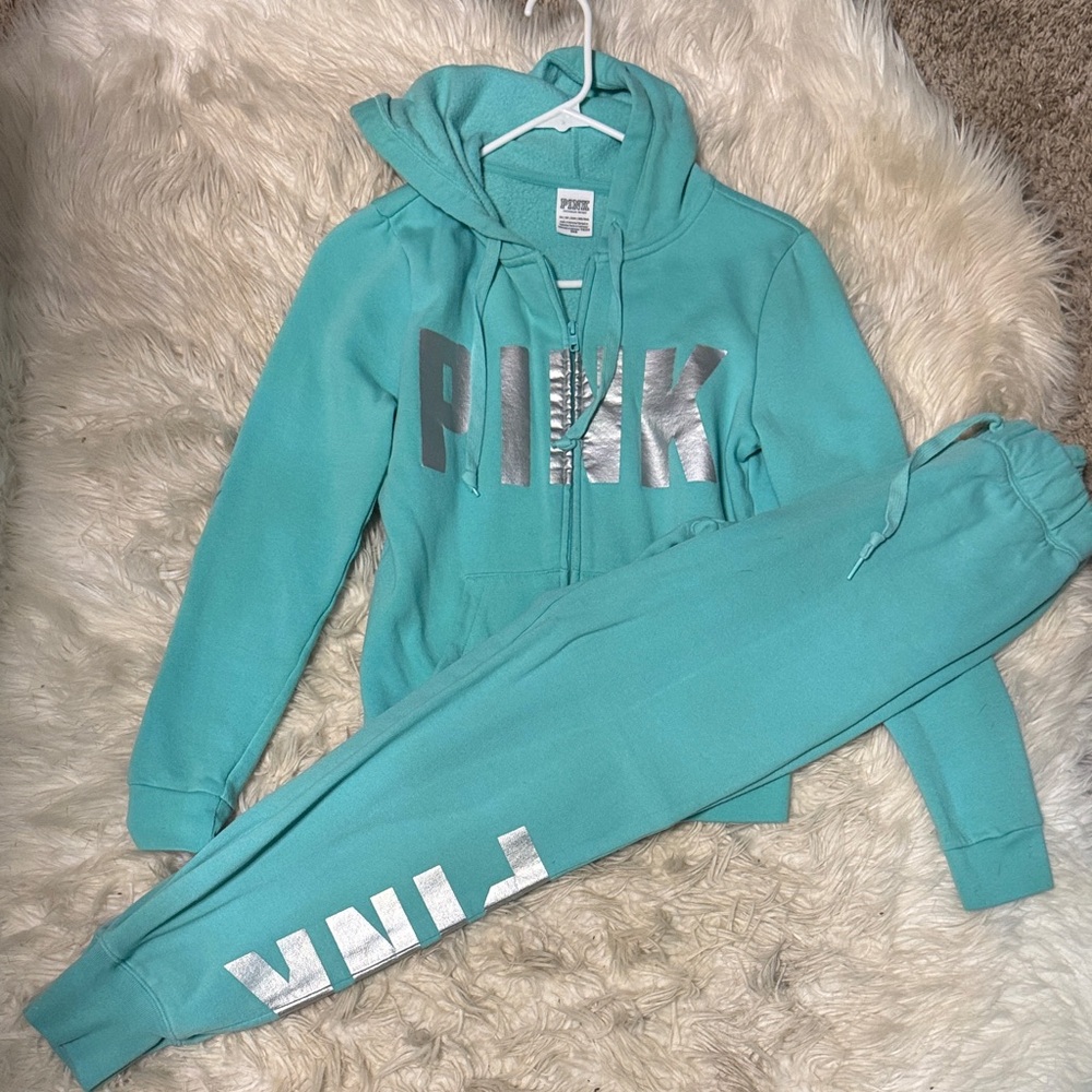 PINK Victoria's Secret Aqua Hoodie and Joggers